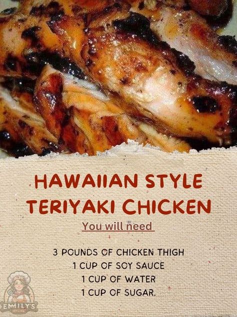 Emily's Kitchen Teriyaki Marinade, Grilled Teriyaki Chicken, Chicken Teriyaki, Hawaiian Chicken, Skillet Recipes, Chicken Entrees, Weekend Crafts, Parmesan Pasta, Hawaiian Food