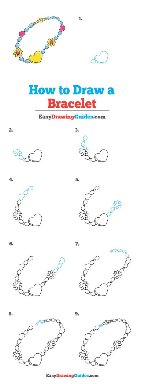 How To Draw Something Easy, How To Draw Numbers Step By Step, How To Draw A Bracelet, How To Draw Bracelets, How To Draw Spring, Bracelet Sketch, Bracelets Drawing, Drawing Bracelet, Bracelet Drawing