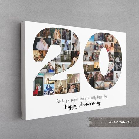 20 Year Anniversary Ideas, 20th Anniversary Ideas, Number Collage, 20 Year Anniversary Gifts, Anniversary Photo Gift, 20th Wedding Anniversary Gifts, 20th Wedding Anniversary, Anniversary Gift For Friends, 20th Anniversary Gifts