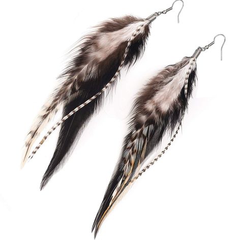 PRICES MAY VARY. Material: Natural feather Unique long feather earrings, handmade item, each one will be slight different from each other, but all feathers are well selected & inspected Various styles: These different styles chic earrings are eye-catching design, will let you get lots of compliments Elegant earring makes you the eye-catching centre, best gift choice for the girls you loved. Applicable to A Wide Range of Occasions: Can be used for a variety of occasions, such as Christmas, Mother Xmas Jewelry, Boho Jewelry Diy, Native American Earrings, Pheasant Feathers, Feather Crafts, Unusual Earrings, Chic Earrings, Black Feathers, Jewelry Women