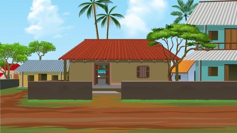 Premium Vector | Vector the amazing village building house background Village Background Images, 2d Village Background, Indian Village Background, Cartoon Background House, Cartoon Village Background, Village Background Indian, Indian Village House, Village House Background, Evs Project