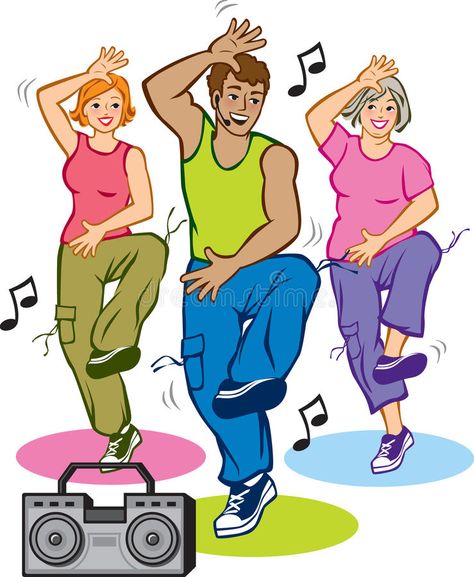 Illustration about Vector Illustration of 3 people exercising in a Dance Fitness Program. Illustration of exercise, player, music - 25837358 People Exercising Illustration, Indian Dance Poses, Exercise Drawing, Dance Cartoon, People Exercising, Exercise Illustration, Dancing Illustration, Dancing Cartoon, Poster Dance