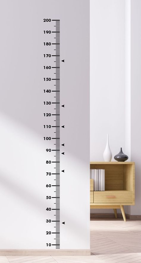 Height Chart Wall Decal kit, Customizable wall decal kit, wall sticker - These individual vinyls can be arranged however you want. With decals, it is easy to create a new look and change the style of almost any surface. Vinyl decals can stick to any smooth and almost any flat, clean surface (walls, mirrors, windows, doors, appliances, furniture, tiles, vehicles etc.) and also on slightly textured walls. NOT recommended for surfaces such as: - Roughly structured surface, concrete, cement wall, fr Growth Chart Placement, White Growth Charts, Standard Size Chart For Kids, Wall Height Chart, Kitchen List, Arrow Wall Decal, Cement Wall, Height Chart, Concrete Cement