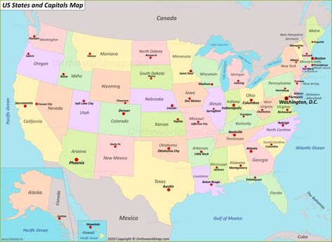 U.S. states and capitals map Us Map States, Copenhagen Map, States Capitals, Usa Maps, Us State Map, Map Of The United States, States And Capitals, Physical Map, Capital Cities