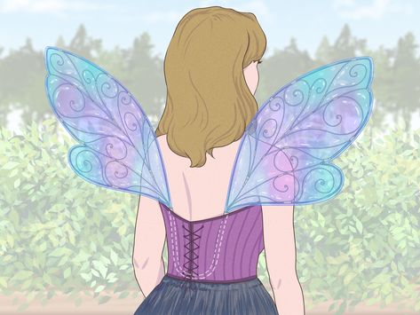 How to Make Fairy Wings: 3 Easy Ways How To Make Fairy Wings Diy Easy Tutorial, Diy Fabric Fairy Wings, How To Make Fairy Wings Diy Easy, Fairy Wing Tutorial, How To Make Fairy Wings Diy, Diy Fairy Wings Tutorial, Diy Fairy Wings Easy, Fairy Wings Tutorial, Make Fairy Wings