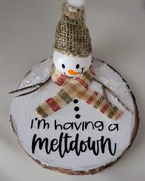 Winter Crafts For Adults To Sell, Melting Snowman, Christmas Ornament Template, Snowman Crafts Diy, Christmas Craft Show, Snowman Craft, Wood Snowman, Snowman Decor, Christmas Craft Fair