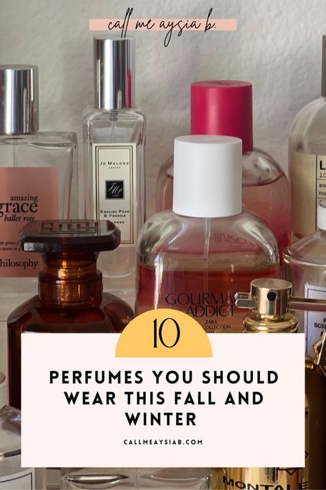 6 perfumes stacked on a shelf in my perfume collection, it reads 10 perfumes you should wear this fall and winter Top Fragrances For Women, Luxury Perfume Women, Best Womens Perfume, Winter Perfume, Winter Fragrance, Winter Scents, Fragrances Perfume Woman, Fall Fragrance, Gifts For Loved Ones