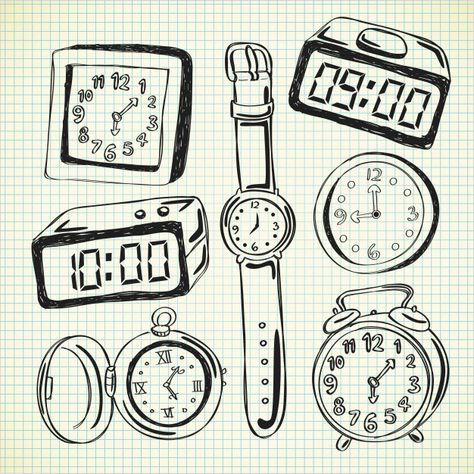 Clock Doodle, Time Travel Art, Doodle Google, Clock Drawings, Bujo Doodles, Doodle Bug, Arte Doodle, Theme Inspiration, Art Advice