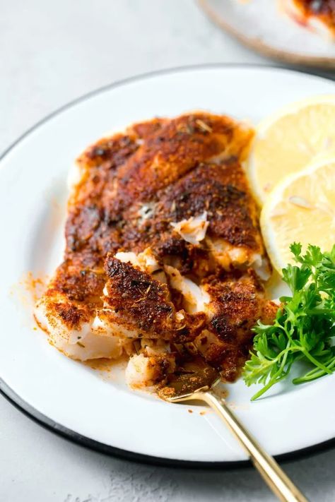 Blackened Cod Recipe | Table for Two® by Julie Chiou Blackened Cod, Blackening Seasoning, Blackened Fish, Blacken Fish, Cod Recipe, Blackened Seasoning, Yummy Dishes, Table For Two, Frozen Seafood