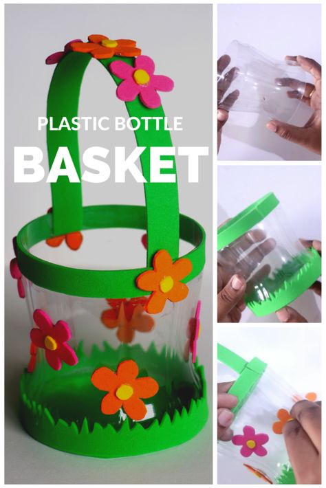 Plastic Bottle Crafts Recycled, Plastic Bottle Crafts Diy, Creative Easter Baskets, Easter Basket Crafts, Plastic Bottle Art, Diy Plastic Bottle, Basket Crafts, Seni Dan Kraf, Hand Crafts For Kids