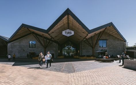 Baltic Station Market / KOKO architects | Netfloor USA Folding Architecture, World Architecture Festival, Central Building, Concrete Column, Warehouse Design, Roof Architecture, Tallinn Estonia, Outdoor Market, Ground Floor Plan