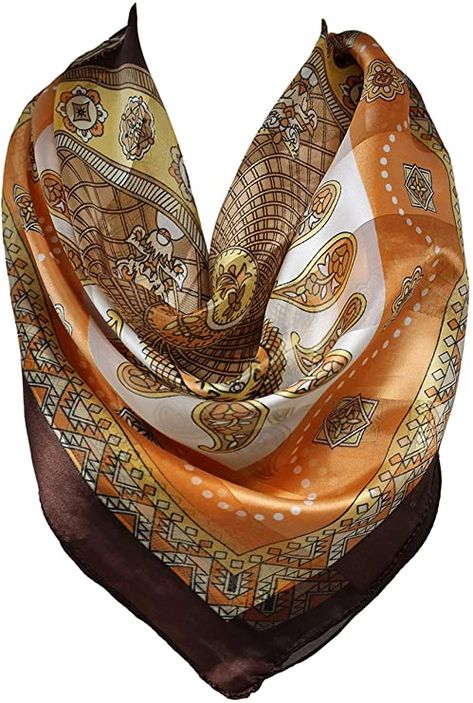 Scarf Aesthetic, Bandana Neck Scarf, Bandana Neck, Ladies Head Scarf, Silk Headscarf, Silk Bandana, Head Scarves, Scarf Head, Brown Silk