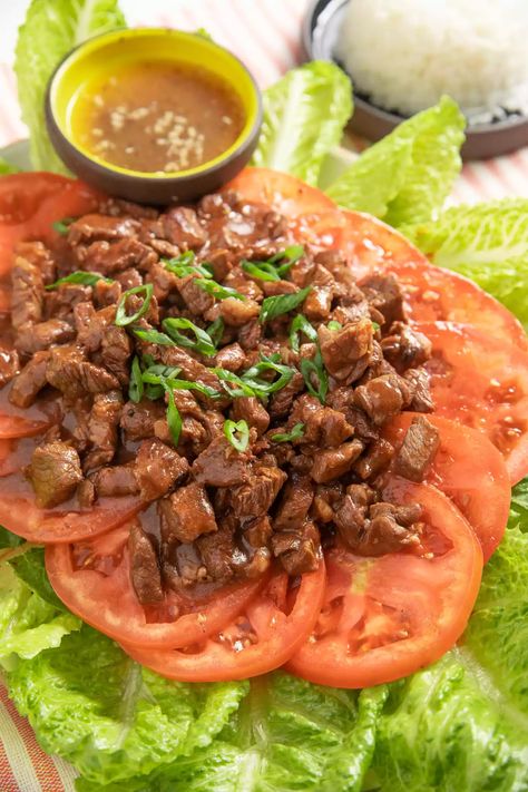 Lok Lak Recipe, Shaken Beef, Shaking Beef, Cambodian Food, Khmer Food, Lime Sauce, Stew Meat, Simply Recipes, Sweet Sauce