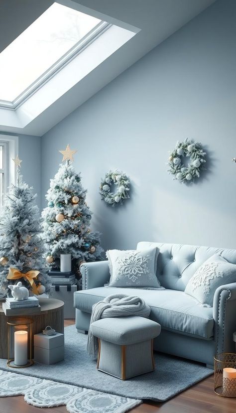 Create a winter wonderland with frosty blue Christmas decorations! Pair icy hues with silver and white for a dreamy, festive atmosphere. 🎄✨ #WinterDecor #BlueVibes Blue Christmas Decor Ideas, Blue Christmas Decorations, Blue Christmas Decor, Blue Christmas, Christmas Decor Ideas, Winter Decor, Winter Wonderland, Christmas Decor, Decor Ideas