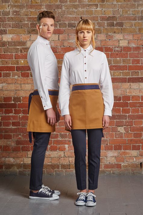 Restaurant Uniforms Trendy Modern, Waiter Uniform Design, Waitstaff Uniform, Bartender Uniform, Staff Design, Bar Uniform, Waiting Staff, Cafe Uniform, Waitress Uniform