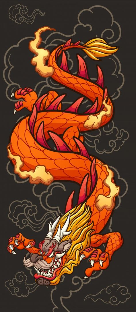 Chinese Dragon Drawing, Red Chinese Dragon, Chinese Dragon Art, Dragon Chino, Chinese Background, Boat Wallpaper, Cloud Illustration, Asian Dragon, Dragon Dance