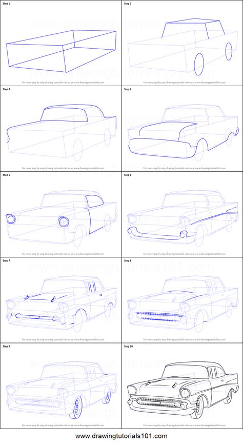 Car Drawing Pencil, Preppy Car, Drawing Instructions, 1957 Chevy Bel Air, Perspective Drawing Lessons, Drawing Sheet, Cool Car Drawings, 1957 Chevy, Industrial Design Sketch