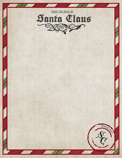 Free Printable Great for letters from Santa or December Daily Santa Letter Head Free Printable, Santa Stationary, Santa Letterhead, Stationary Letter, Christmas Stationary, Santa Letters, Santa Printable, Stationary Printable, Christmas Fonts Free