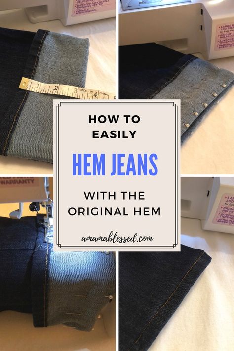 Diy Hem Jeans No Sew, How To Hem Pants By Hand Step By Step, Hemming Jeans By Hand, No Sew Hem Pants, Jeans Alterations, Hemming Pants, Clothing Tricks, Hemming Jeans, Jeans Tutorial