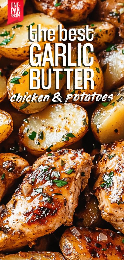 One-Pan Garlic Butter Chicken & Potatoes – Chasety One Pan Dinners Chicken Potatoes, Healthy Chicken Potato Recipes, Chicken And Potatoes Recipes Healthy, Chicken And Small Potatoes Recipes, Easy Chicken And Potato Recipes, Potatoes And Chicken Recipes, Chicken And Potatoes In Oven, Chicken Potatoes Recipes, Chicken Breast And Potatoes Recipes