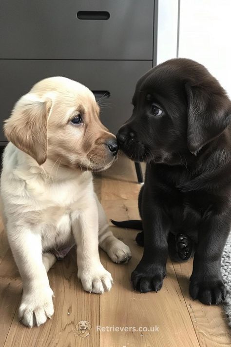 Get ready to swoon over the cutest Labrador and Golden Retriever duo! These adorable fur-babies are melting hearts with their precious 'nose-to-nose' moment. 🐾💕 Are you team #GoldenRetriever or team #Labrador? Or does your heart belong to both? Join the debate, share your puppy love stories, and connect with fellow dog devotees! 🐶✨ Don't forget to save this pin for a daily dose of cuteness and check out tips on raising happy, healthy pups. #PuppyLove #DogLovers #CutePuppies #GoldenVsLabrador Dogs Labrador Retriever, Black Labs Puppy, Puppy Black Lab, Black Lab And Golden Retriever, Labrador And Golden Retriever, Golden Labrador Puppy, Golden Retriever Black, English Labrador Retriever, English Lab Puppies