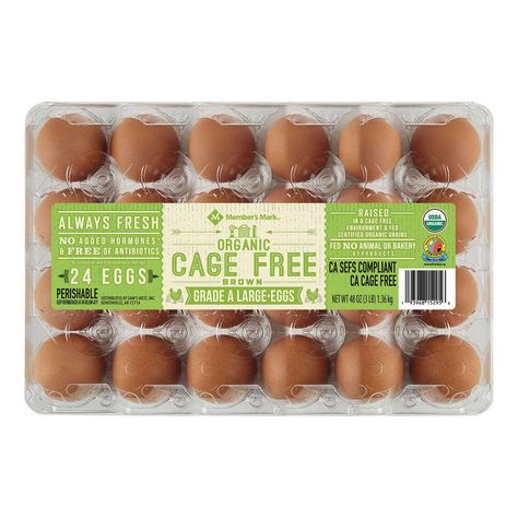 Great tasting, Member's Mark Cage Free Organic eggs come from hens that live free from cages and have access to the outdoors. These hens are fed a USDA Organic certified feed that is free from pesticides. Perfect as an ingredient in your favorite recipe or simply scrambled, these cage-free organic eggs are the perfect choice for you and your family. Eggs are an excellent source of protein, as well as vitamin B5 and selenium, which are essential for a healthy diet. Eggs are an incredible value so Strawberry Varieties, Mark Brown, Cage Free Eggs, Organic Diet, Brown Eggs, Organic Eggs, Members Mark, Sam's Club, Live Free