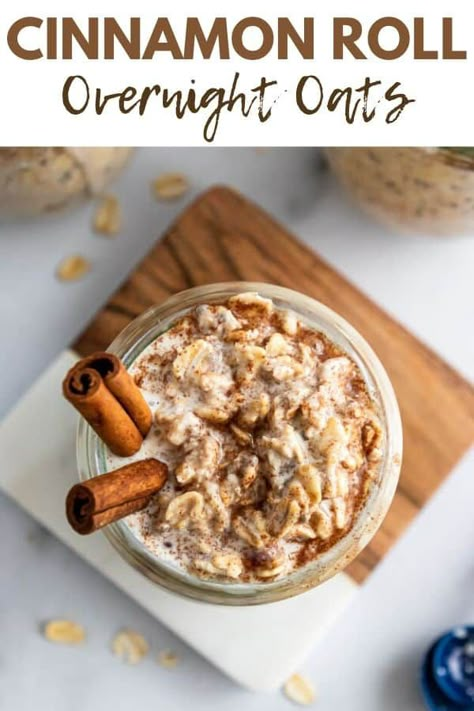 Cinnamon, rolled oats and brown sugar make these cinnamon roll overnight oats a delicious way to start your day. These best part? This easy breakfast recipe is ready for you when you wake up! #overnightoats #cinnamonoats #cinnamonrollovernightoats #breakfastrecipe #mealprep #overnightoatmeal Cinnamon Roll Overnight Oats, Lemon Zest Recipes, Aip Vegan, Devotion Nutrition, Overnight Oats Recipe Easy, Protein Overnight Oats, Oat Recipes Healthy, Overnight Oats Recipe Healthy, Easy Breakfast Recipe