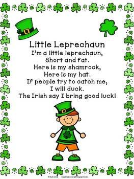 Leprechaun Poem Freebie~ St. Patrick's Day  http://www.teacherspayteachers.com/Product/Leprechaun-Poem-Freebie-St-Patricks-Day-216655 St Patricks Day Songs, March Lesson Plans, Sant Patrick, St Patricks Day Leprechaun, St Patricks Crafts, Songs For Toddlers, St Patricks Day Crafts For Kids, St Patrick Day Activities, March Activities