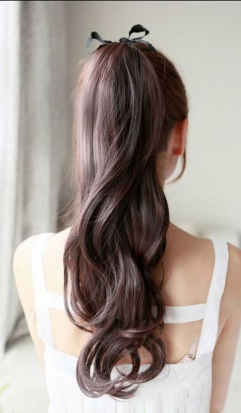 Brunette Hairstyle Wavy Ponytail, Luxy Hair, Synthetic Hair Extensions, Asian Hair, Good Hair Day, Hair Envy, Gyaru, Fesyen Wanita, Ponytail Hairstyles