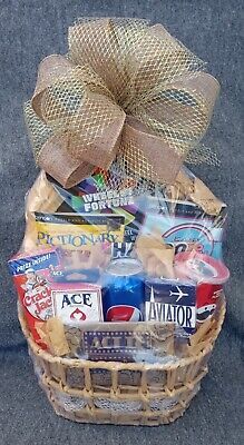 Family Night In Gift Basket, School Auction Class Baskets, Gift Baskets For Benefits Silent Auction, Tenant Gifts Christmas, Company Gift Basket Ideas, Gas Card Gift Basket, Welcome Basket For Guests Wedding, Book Raffle Basket, Unisex Gift Basket For Adults