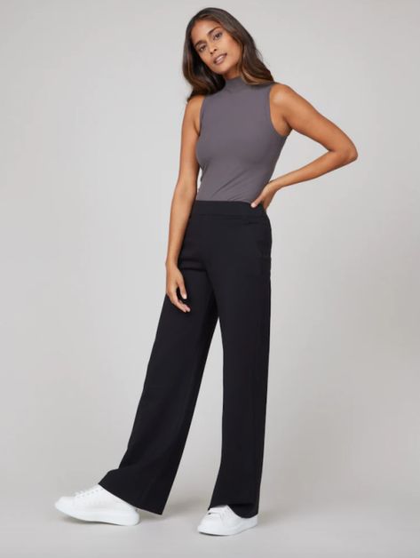 Spanx The Perfect Pant Wide Leg Wide Leg Dress Pants, Perfect Pant, Ponte Pants, Navy Grey, Black Pencil Skirt, Kick Flares, Athleisure Outfits, Wide Leg Pant, Seamless Leggings