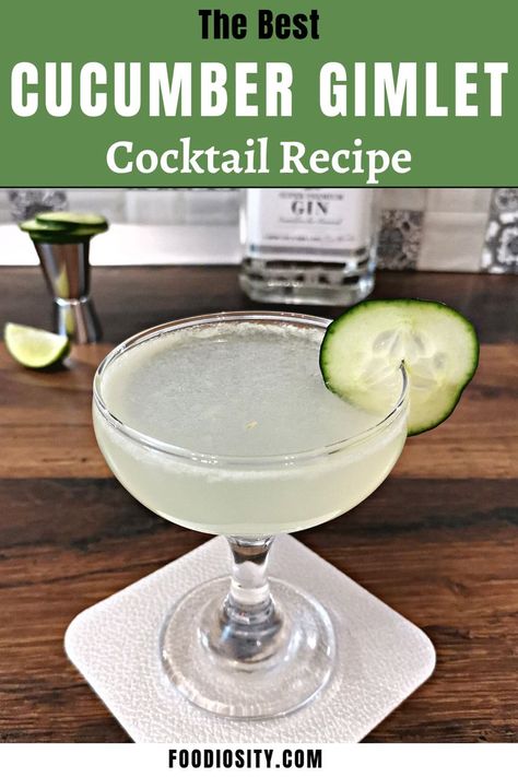 Cucumber Martini Recipe, Cucumber Gin Cocktail, Cucumber Gimlet, Gin Gimlet, Easy Gin Cocktails, Gimlet Recipe, Gimlet Cocktail, Cocktail Drinks Alcoholic, Gin Cocktail Recipes