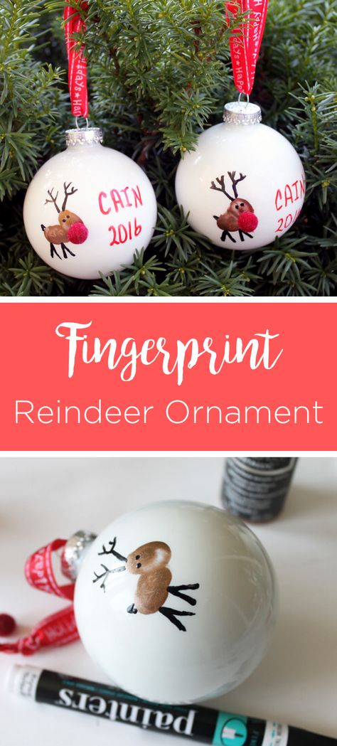 Baby Fingerprint Ornament, Preschool Ornaments For Parents, Reindeer Fingerprint, Fingerprint Ornaments, Fingerprint Ornament, Christmas Fingerprint, Kids Christmas Crafts Ornaments, Diy Christmas Ornaments Rustic, Fingerprint Christmas