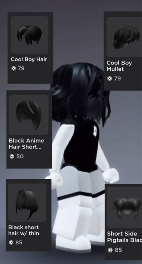 Roblox Hair Combos, Emo Roblox Outfits, Roblox Hair, Avatar Roblox, Roblox Guy, Black Hair Roblox, Avatar Ideas, Roblox Shirt, Emo Hair