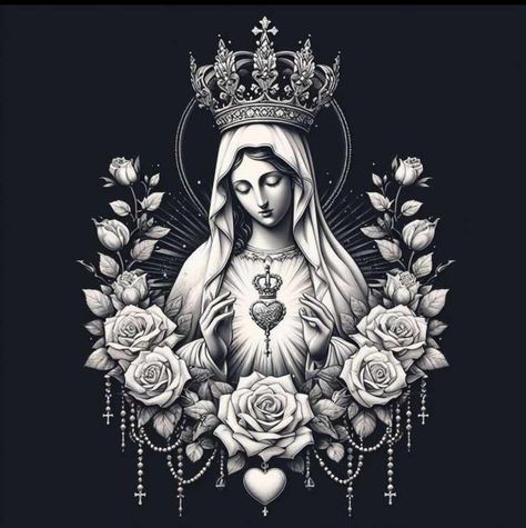 Holy Mary Tattoo, Blessed Mother Tattoo, Virgen Mary Tattoo, Greek Goddess Tattoo, Mother Mary Tattoos, Virgin Mary Tattoo, Mary Tattoo, Chicano Style Tattoo, Religious Tattoo