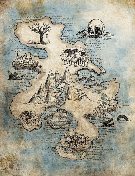 Fantasy Island Drawing, Magic Map Art, World Map Illustration Design, Fantasy Map Illustration, Fantasy Map Drawing Illustration, Island Map Drawing, Fantasy Island Map, Map Fantasy Art, Fantasy Map Art