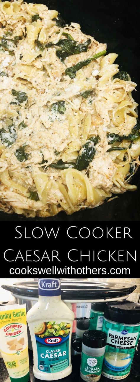 Easy and delicious Caesar chicken slow cooked to perfection! #comfortfood #slowcooker #crockpotrecipes Chicken Boneless Breast Recipes, Chicken Cooker, Pork Carnitas Slow Cooker, Caesar Chicken, Crockpot Chicken Breast, Slow Cooker Pork, Bariatric Recipes, Crockpot Recipes Slow Cooker, Chicken Crockpot Recipes