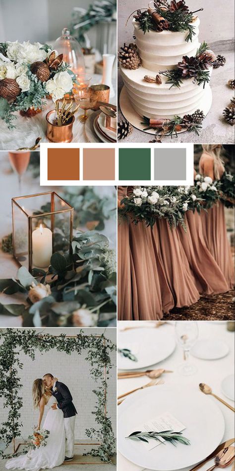 Winter Wedding Color Ideas, Wedding Color Schemes Winter, Winter Wedding Color Palette, Wedding Color Ideas, Winter Wedding Colors, Wedding Invitation Kits, Copper Wedding, December Wedding, Winter Wonderland Wedding