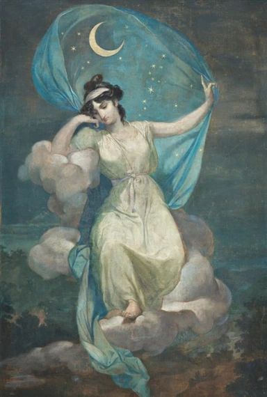 Artwork by French School, 19th Century, Allegory of the Night, Made of Painting Night Goddess, Paris 1900, Goddess Of The Moon, Celestial Art, Night Painting, Old Paintings, Historical Art, Ethereal Art, Moon Goddess