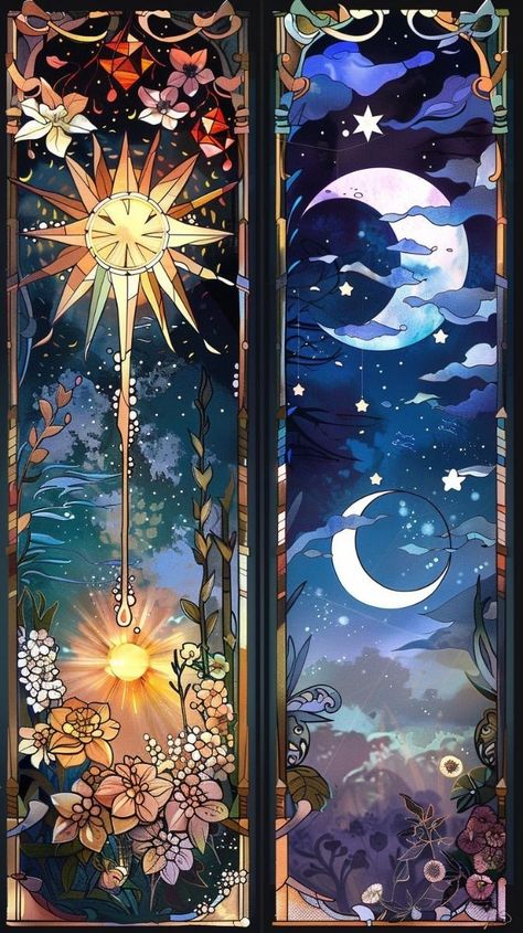 Stain Glass Window Art, Istoria Artei, Arte 8 Bits, Glass Window Art, Dreamy Artwork, 카드 디자인, Celestial Art, 수채화 그림, Cool Wallpapers Art