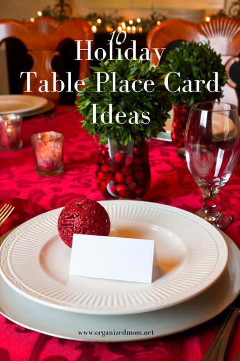 Table Cards Christmas, Place Cards For Christmas Table, Place Card Holder Ideas, Christmas Dinner Place Cards, Card Holder Ideas, Dinner Place Cards, Christmas Place Card Holders, Place Card Ideas, Holiday Place Cards