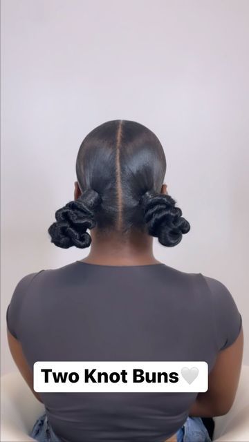 Two Knots Hairstyles, To Knot Bun, 2 Low Knot Buns, Two Low Buns Black Women, Two Low Knot Buns, 2 Knot Buns, 2 Top Knot Buns, 2 Low Buns With Swoop, Two Top Knot Buns