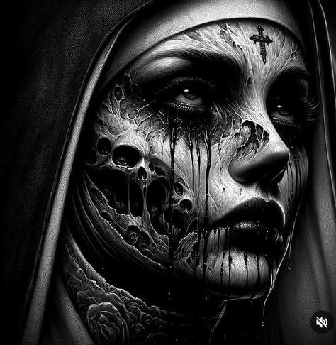 Makeup Amazon, Girl Face Tattoo, Evil Tattoos, Vampire Makeup, Full Sleeve Tattoo Design, Dark Art Photography, Scary Tattoos, Creepy Tattoos, Psy Art