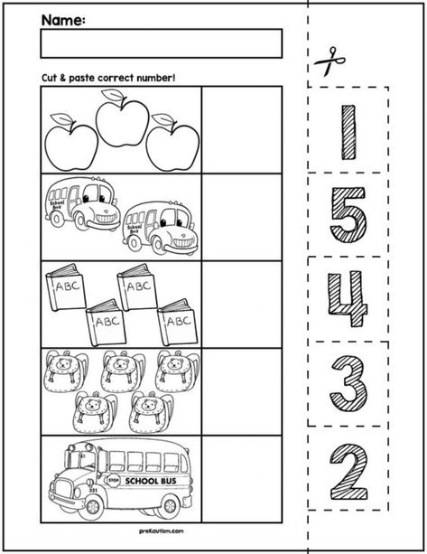 Centers Preschool, Number Recognition Worksheets, School Objects, Counting Worksheets For Kindergarten, Number Worksheets Kindergarten, Preschool Number Worksheets, Teaching Counting, Preschool Math Worksheets, Numbers Kindergarten