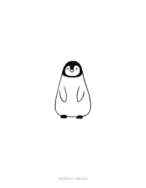 35 Cute & Easy Animal Drawing Ideas Penguine Cute Drawing, Cute Simple Penguin Drawing, Penguin Sketch Simple, Penguin Sketch Cute, Anime Easy Tattoo, Penguin Doodle Cute, Penguin Doodle Simple, Funny Penguin Drawing, Easy Animal Tattoos