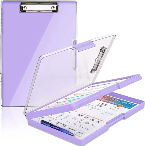 Clipboard with Storage,Heavy Duty Clip Boards 8.5x11 with 2 Storage Case,Clear Visible Top Panel Storage Clipboards,Side Opening Clip Boards,Nursing Clipboard Folder Case for Office Supplies-Purple Clipboard With Storage, Libra Mars, Nurse Clipboard, Clip Boards, Clipboard Storage, Office Training, Green Sheets, Clip Board, Pink Sheets