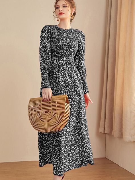 Modest Spring Outfits, Types Of Gowns, Long Sleeve Dress Formal, Bohemian Maxi Dress, Shein Dress, Ladies Gown, Ditsy Floral, Glamorous Evening Gowns, Modest Outfits