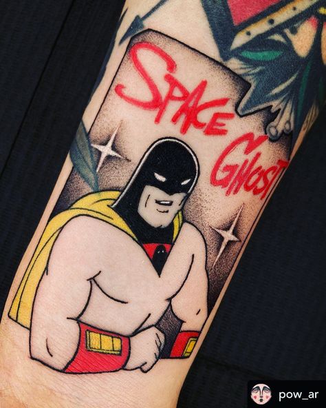 Space Ghost Coast to Coast traditional tattoo by @pow_ar Space Ghost Tattoo, Space Ghost Coast To Coast, Gargoyles Disney, Space Ghost, Ghost Tattoo, Coast To Coast, Traditional Tattoo, Ghost, Tattoos