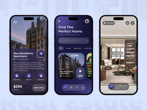 Real Estate App UI UX Design Real Estate Ui Design, Real Estate Landing Pages, Social Climber, App Ui Ux Design, Real Estate App, House App, Mobile Ux, App Design Layout, Beauty App