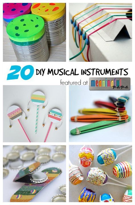 DIY Musical Instruments - Homemade Fun for Kids | Kids will love making their own musical instruments for loads of enjoyment and learning. Montessori Music, Instrument Craft, Homemade Musical Instruments, Homemade Instruments, Music Camp, Kids Musical Instruments, Diy Instruments, Preschool Music, Music Crafts